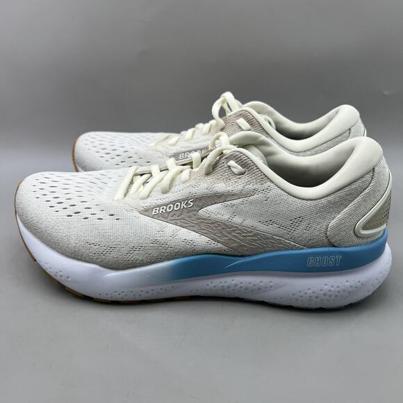Brooks Ghost 16 Road Running Shoes Women Size 8 White Blue Comfort Low Sneakers - Picture 3 of 8